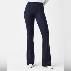 Spanx The Perfect Pants Hi-Rise Flare Suede Navy Blue EUC Small